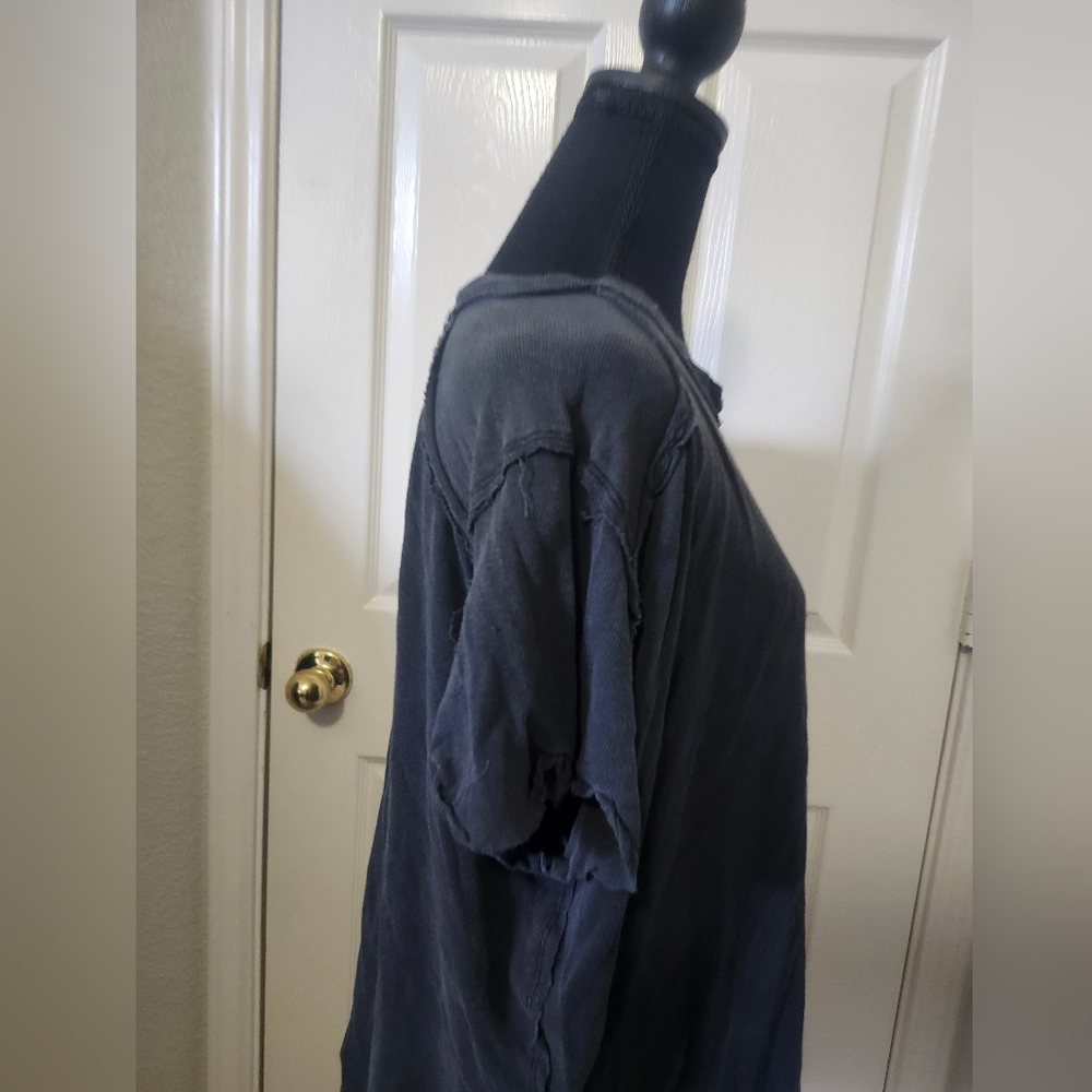 Free People We The Free Slate Blue Ribbed Riley Short Sleeve Tee XS - Picture 3 of 13